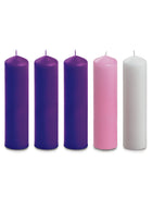 Purple, pink and white Advent candle set, 8in x 2in - 3 purple, 1 pink, 1 white