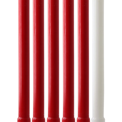 Red and white Advent candle set, 12in x 1in with fluted base
