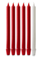 Red and white Advent candle set, 12in x 1in with fluted base