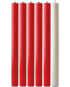 Red and white Advent candle set, 12in x 1in