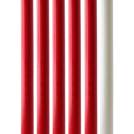 Red and white Advent candle set, 15in x 1 1/8in