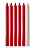 Red and white Advent candle set, 15in x 1 1/8in