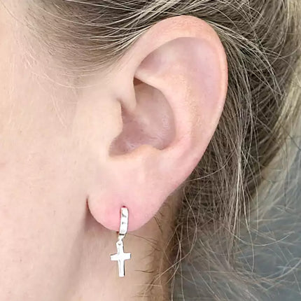 Plain Cross Silver Earrings (H4690/S)