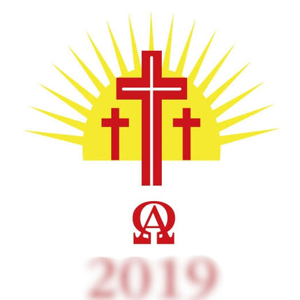 Candle Transfer -Three Red And Gold Crosses With Sun