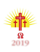 Candle Transfer -Three Red And Gold Crosses With Sun