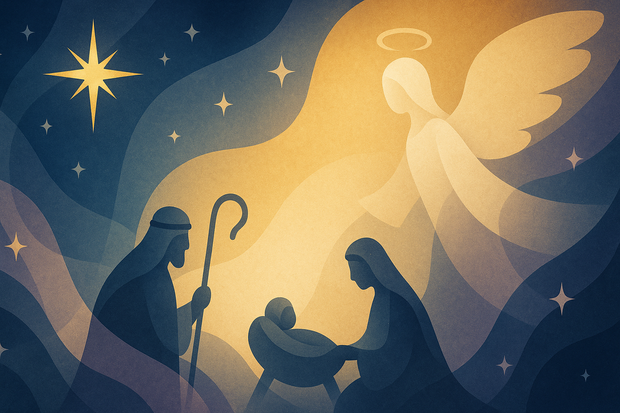 Generate an abstract background image to represent school nativities to use as a background image for a website banner linking to our musicals section and specifically school nativity books