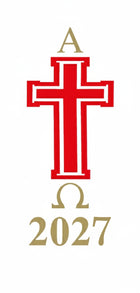 Candle Transfer Red and White Cross 2027
