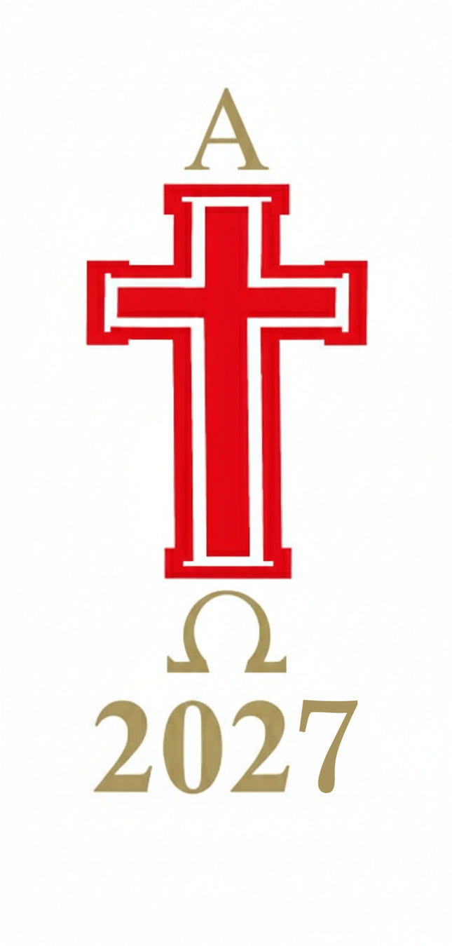 Candle Transfer Red and White Cross 2027