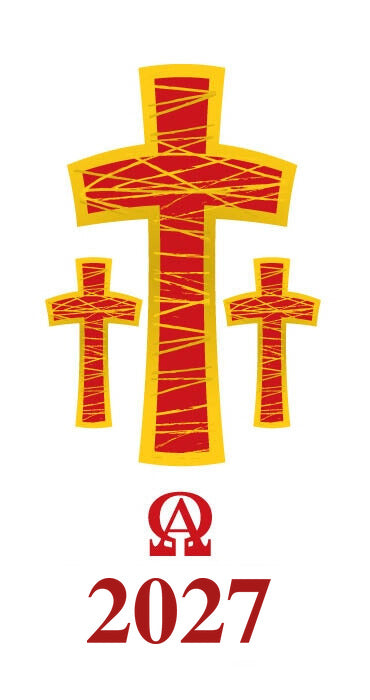 Candle Transfer Three Red and Gold Crosses 2027