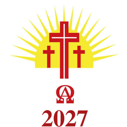 Candle Transfer Three Red and Gold Crosses with Sun 2027
