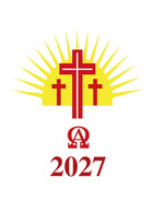 Candle Transfer Three Red and Gold Crosses with Sun 2027