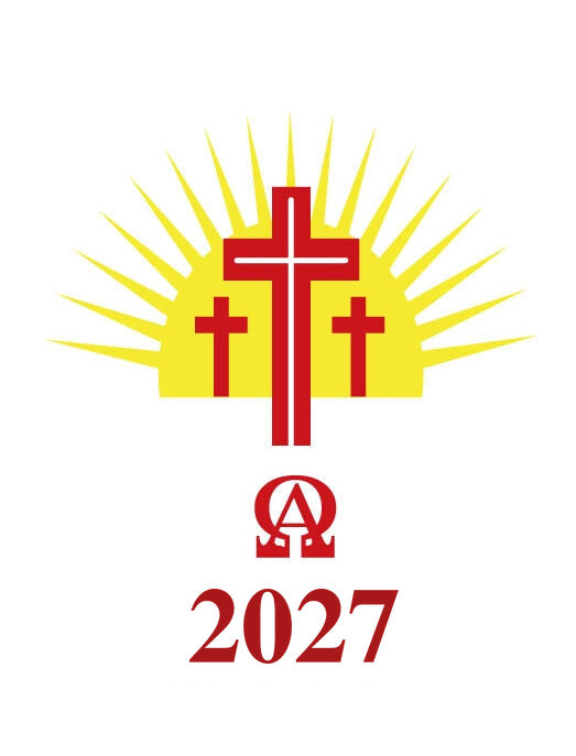 Candle Transfer Three Red and Gold Crosses with Sun 2027