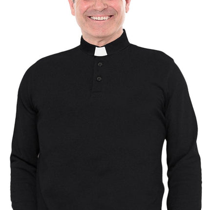 Men's Long Sleeve Clerical Polo Shirt - Dual Collar