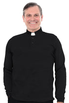 Men's Long Sleeve Clerical Polo Shirt - Dual Collar
