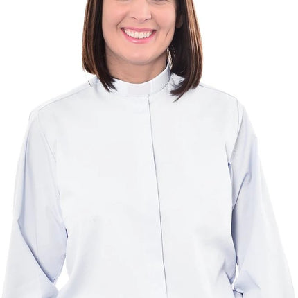Woman's Clerical Long Sleeve Shirt - 1in Slip In Collar