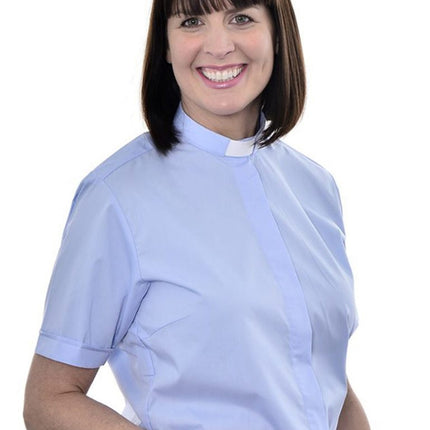 Woman's Clerical Short Sleeve Shirt - 1in Slip In Collar