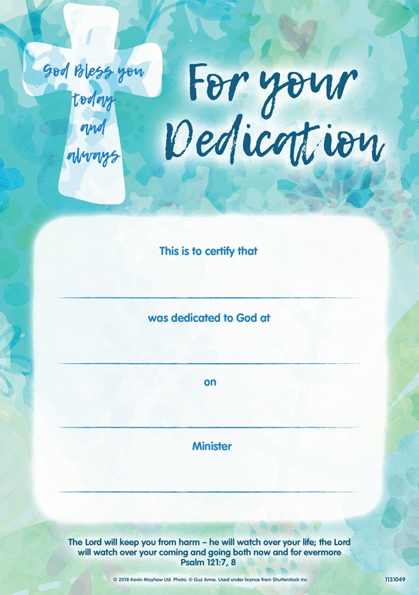 God Bless You - Dedication CertificateGod Bless You - Dedication Certificate