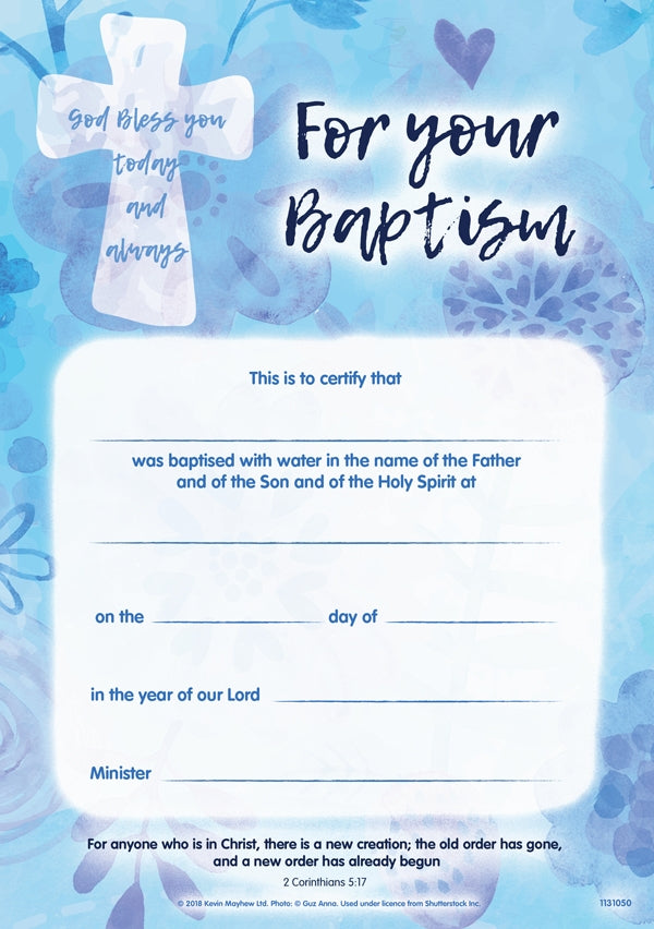 God Bless You - Baptism Blue CertificateGod Bless You - Baptism Blue Certificate