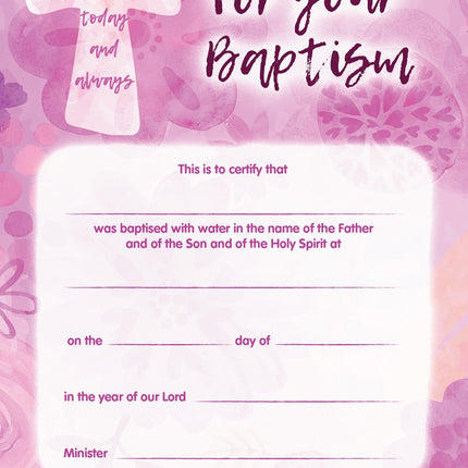 God Bless You - Baptism Pink CertificateGod Bless You - Baptism Pink Certificate
