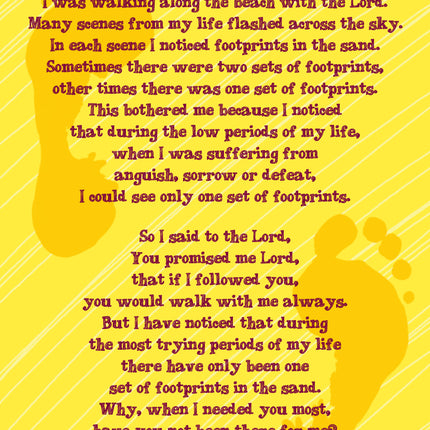 Prayer Card - FootprintsPrayer Card - Footprints