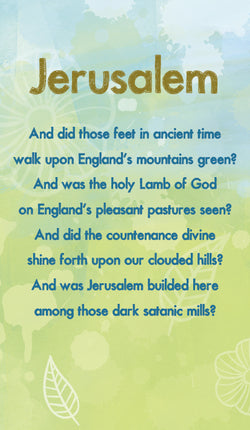 Jerusalem - Hymn Card  (Double Sided)Jerusalem - Hymn Card  (Double Sided)