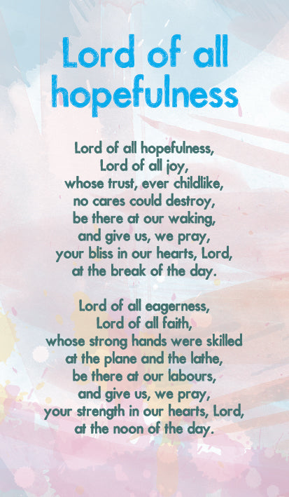 Lord Of All Hopefulness - Hymn Card  (Double Sided)Lord Of All Hopefulness - Hymn Card  (Double Sided)