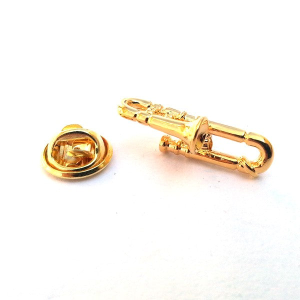 Gold Plated Trombone Music Instrument Lapel Pin Badge    (X2Ajtp219)Gold Plated Trombone Music Instrument Lapel Pin Badge    (X2Ajtp219)