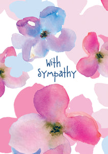 With Deepest Sympathy - Pink/Blue Flowers -  Standard Card  With Deepest Sympathy - Pink/Blue Flowers -  Standard Card  