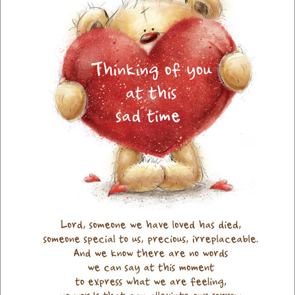 Thinking Of You At This Sad Time - Bear With Heart-  Standard CardThinking Of You At This Sad Time - Bear With Heart-  Standard Card