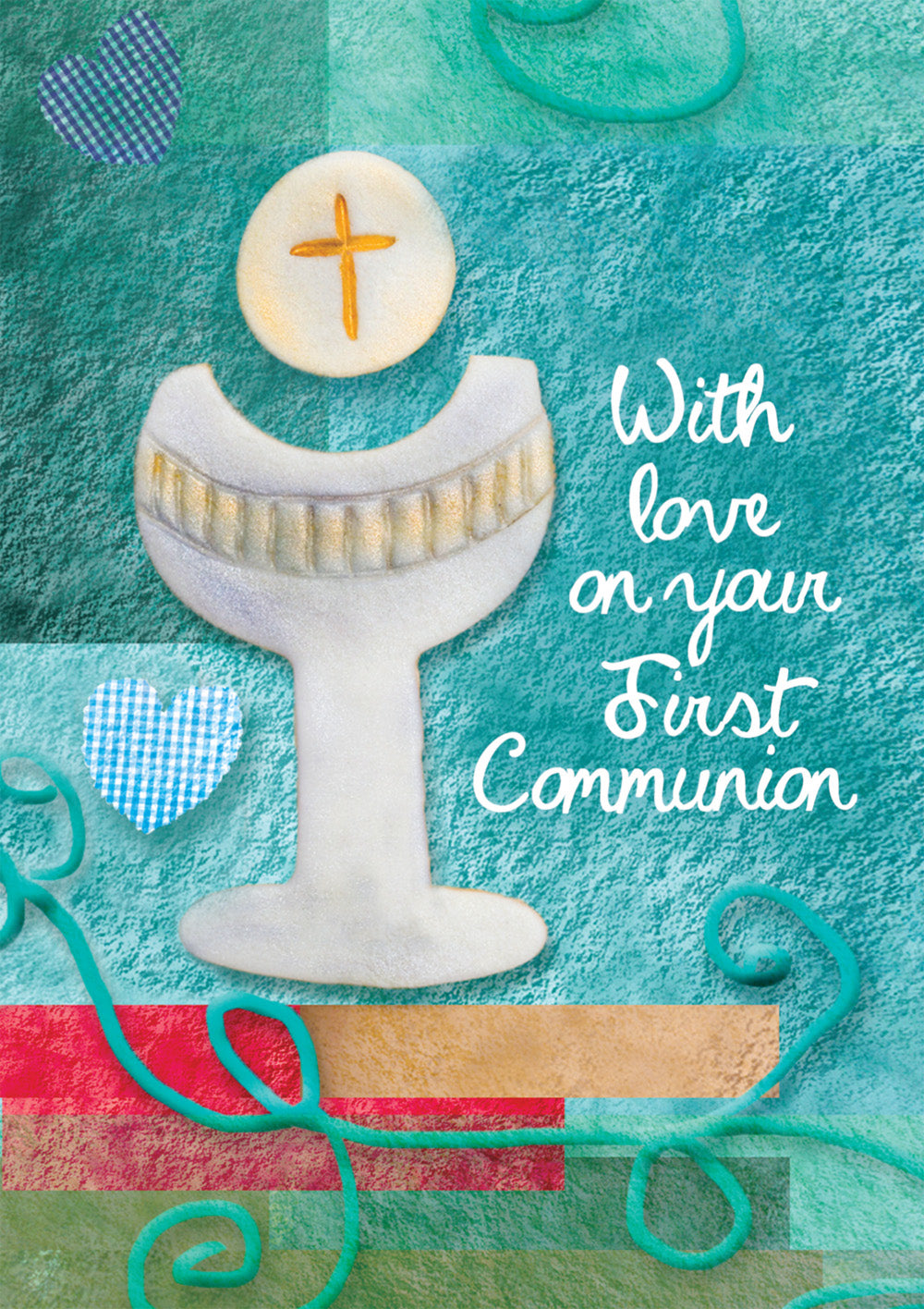 With Love On Your First Communion - Chalice & Blue Hearts -  Standard CardWith Love On Your First Communion - Chalice & Blue Hearts -  Standard Card