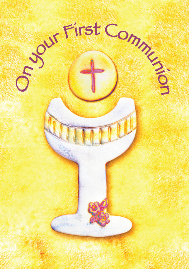 On Your First Communion - Chalice On Yellow Background -  Standard CardOn Your First Communion - Chalice On Yellow Background -  Standard Card