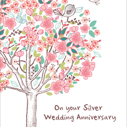 On Your Silver Wedding Anniversary - Two Birds In A Tree - Standard CardOn Your Silver Wedding Anniversary - Two Birds In A Tree - Standard Card