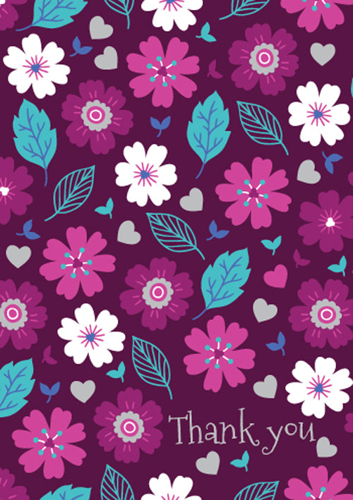 Thank You - Flowers Foil Textured StdThank You - Flowers Foil Textured Std