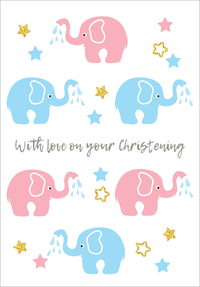 With Love Christening (Elephants) - Std Card  Gloss (6 Pack)With Love Christening (Elephants) - Std Card  Gloss (6 Pack)
