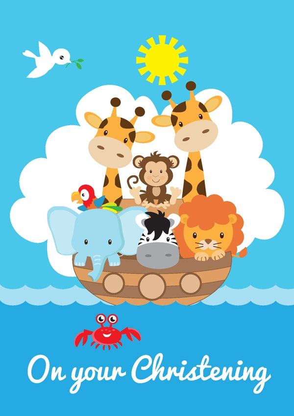 On Your Christening - Noahs Boat Std Card  Gloss (6 Pack)On Your Christening - Noahs Boat Std Card  Gloss (6 Pack)