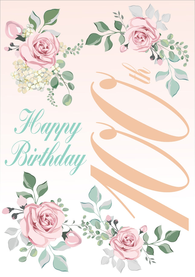 Happy 100Th Birthday -  Flowers Std Card Gloss (6 Pack)Happy 100Th Birthday -  Flowers Std Card Gloss (6 Pack)