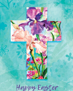 Happy Easter - Cross Flowers Std Card Textured (6 Pack)Happy Easter - Cross Flowers Std Card Textured (6 Pack)