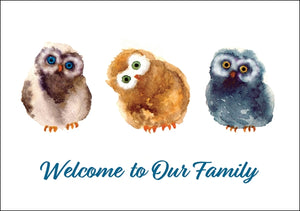 Welcome To Our Family - Baby Owls Std Card Textured (6 Pack)Welcome To Our Family - Baby Owls Std Card Textured (6 Pack)