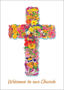 Welcome To Our Church - Flower Cross Std Card Textured (6 Pack)Welcome To Our Church - Flower Cross Std Card Textured (6 Pack)