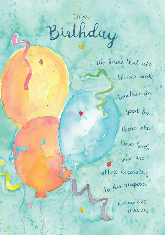 On Your Birthday -  Balloons  Std Card Textured (6 Pack)On Your Birthday -  Balloons  Std Card Textured (6 Pack)