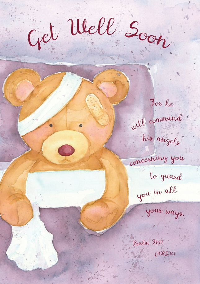 Get Well Soon  - Bear Std Card Textured (6 Pack)Get Well Soon  - Bear Std Card Textured (6 Pack)