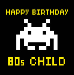 Space Invaders 80S Child Happy Birthday - Square Card GlossSpace Invaders 80S Child Happy Birthday - Square Card Gloss