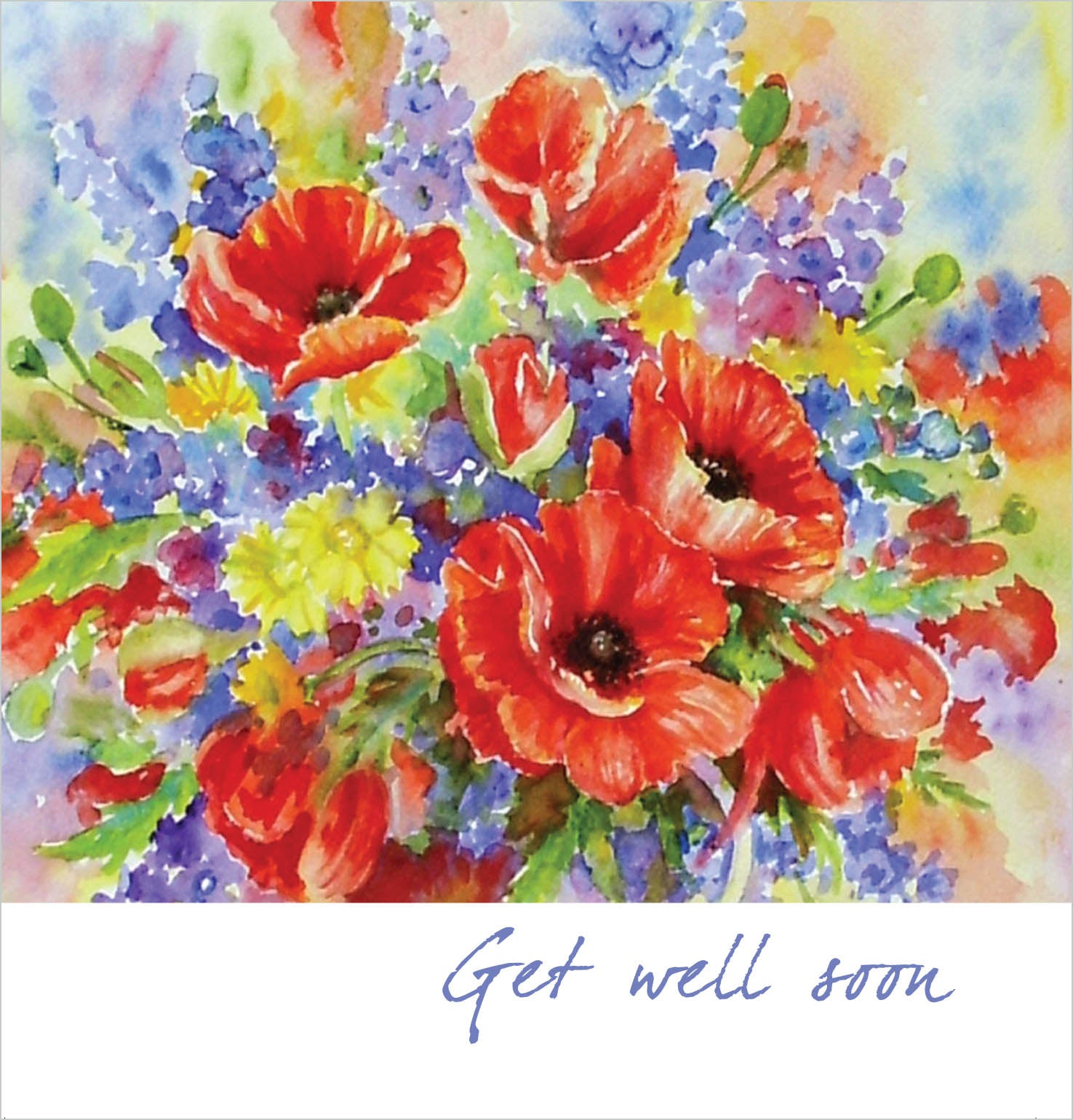Get Well Soon- Square Card TexturedGet Well Soon- Square Card Textured