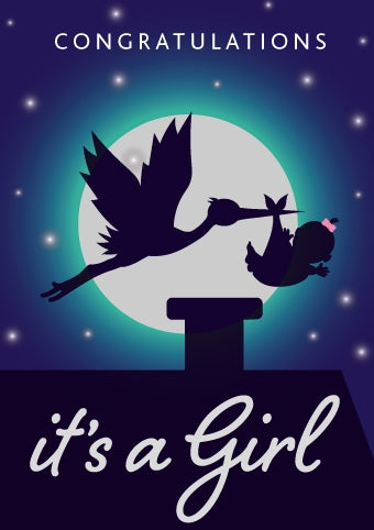 Congratulations Baby - Girl Silhouette Foil Gloss StdCongratulations Baby - Girl Silhouette Foil Gloss Std