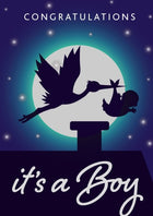 Congratulations Baby - Boy Silhouette Foil Gloss StdCongratulations Baby - Boy Silhouette Foil Gloss Std