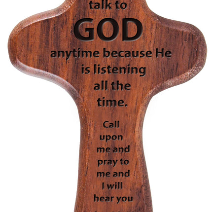 Hand-Held Wooden Cross Talk With God - 3 1/2"Hand-Held Wooden Cross Talk With God - 3 1/2"