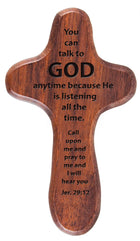 Hand-Held Wooden Cross Talk With God - 3 1/2