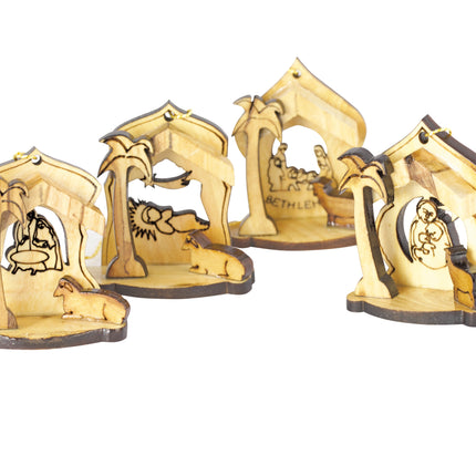 Olive Wood Nativity Christmas Tree Decorations (Set Of 4)Olive Wood Nativity Christmas Tree Decorations (Set Of 4)