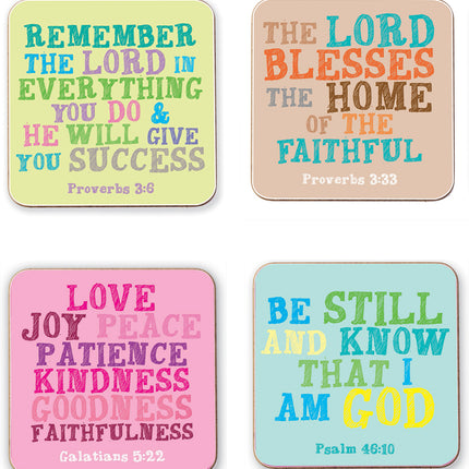 Inspirational Bible Quotes Coaster Set (Set Of 4 Designs)Inspirational Bible Quotes Coaster Set (Set Of 4 Designs)