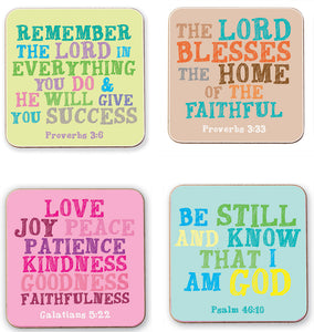 Inspirational Bible Quotes Coaster Set (Set Of 4 Designs)Inspirational Bible Quotes Coaster Set (Set Of 4 Designs)